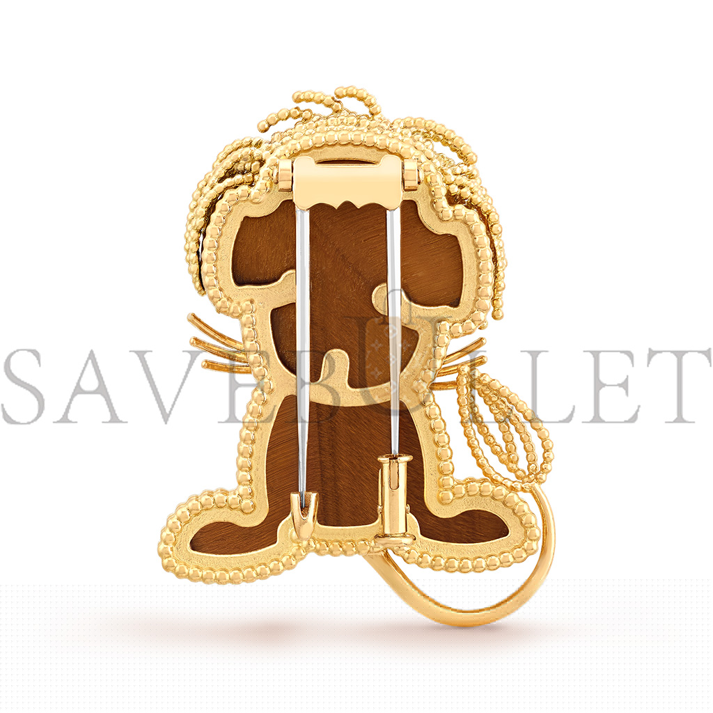 VAN CLEEF ARPELS LUCKY ANIMALS LION CLIP - YELLOW GOLD, ONYX, TIGER EYE  VCARP2AQ00